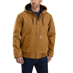 Men's Carhartt Firm Washed Duck Insulated Lined Brown Hoodie Jacket NWT...